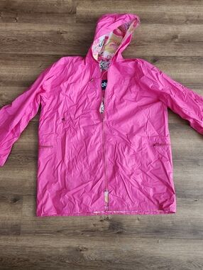 Totes Pink And Floral Hooded Rain Jacket Size Large